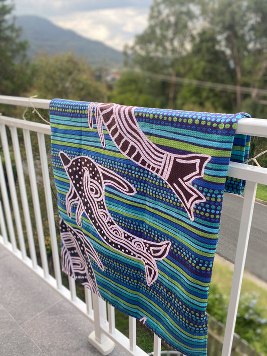 Surfing Dolphins - Sand-free Beach Towel