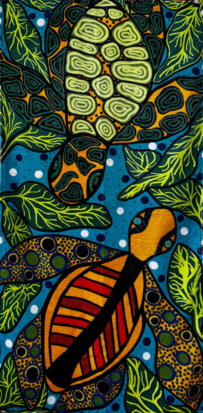 Sea Turtle Dreaming - Plush Beach Towel