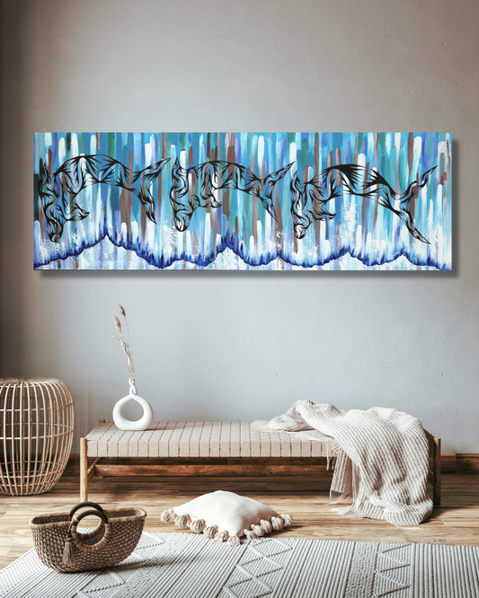 Dolphin Dancers In Woven Waves